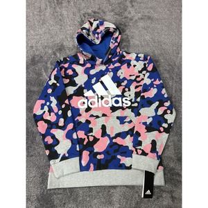 Adidas Sweatshirt Regular Fit Hoodie Pullover Gray Heather Camo Size L (14/16)